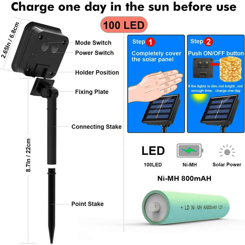 Solar Powered String Lights Indoor Outdoor Waterproof For Gardens Home - Nordavory