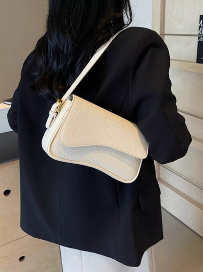 Solid Color Leather Crossbody Bag-Nordavory