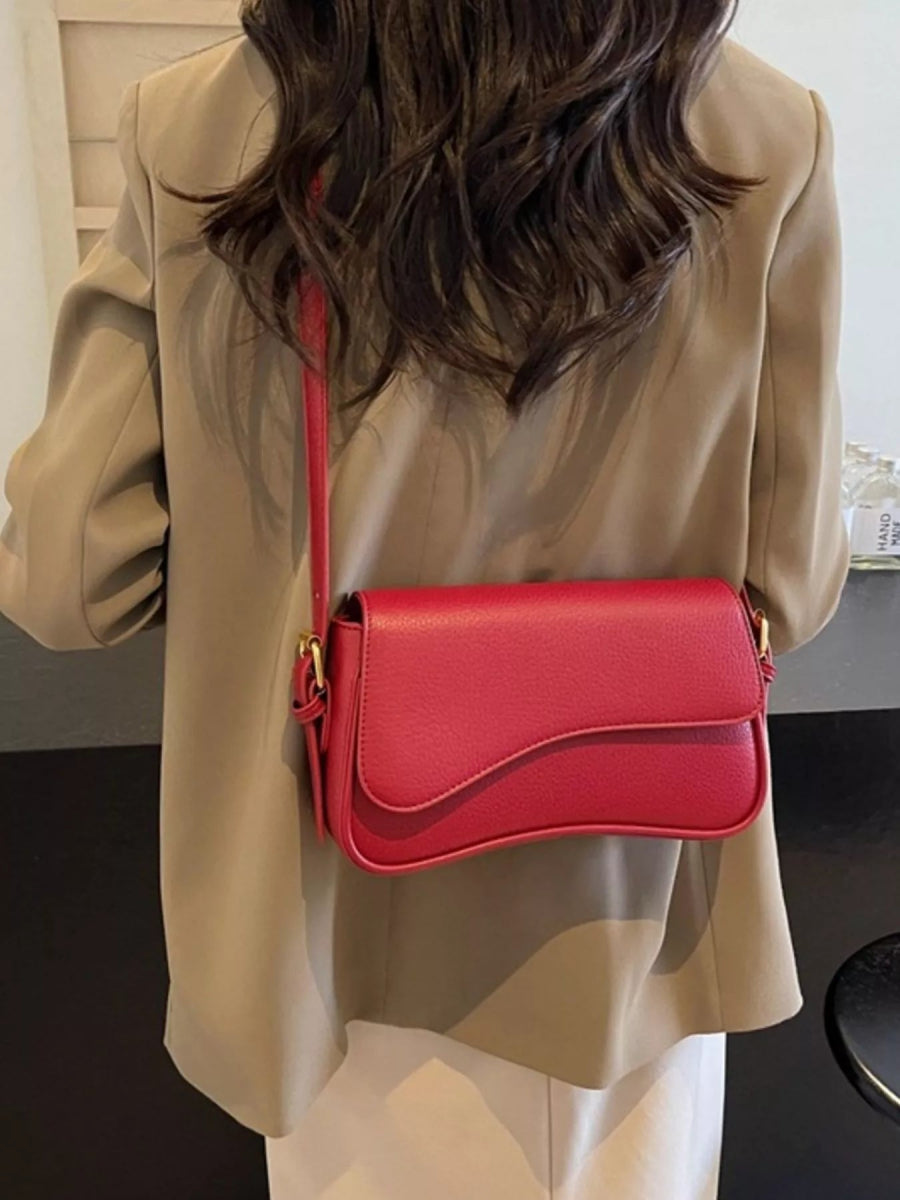 Solid Color Leather Crossbody Bag-Nordavory