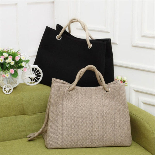 Solid Woven Stylish Collapsible Handbag - Khaki or Black Handbags nordavory