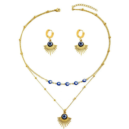 Stainless Steel Resin Necklace and Earrings Jewelry Set-Nordavory