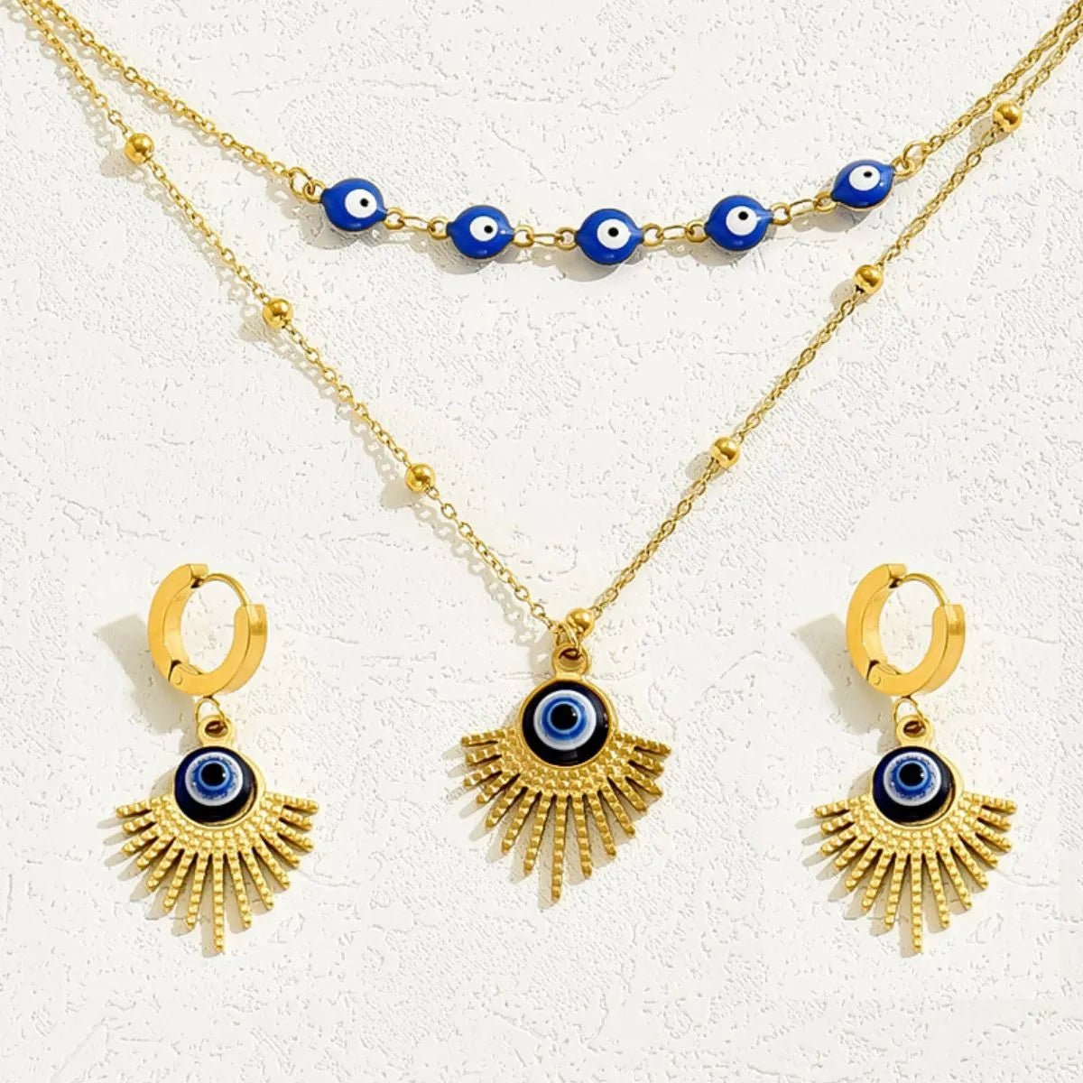 Stainless Steel Resin Necklace and Earrings Jewelry Set-Nordavory