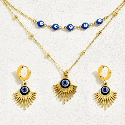 Stainless Steel Resin Necklace and Earrings Jewelry Set-Nordavory