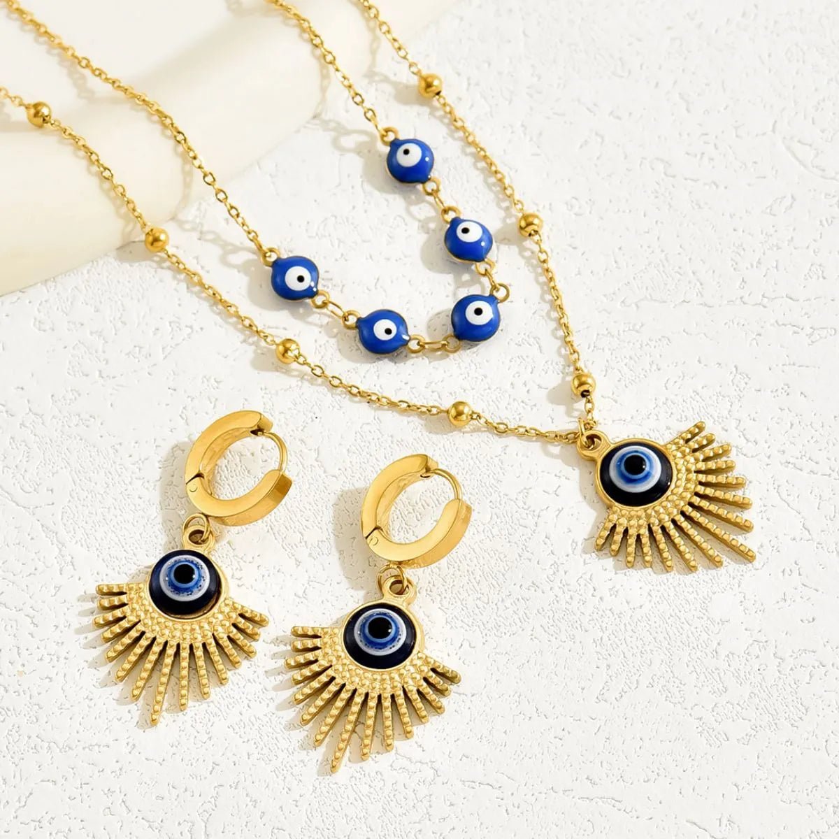 Stainless Steel Resin Necklace and Earrings Jewelry Set-Nordavory