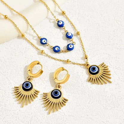 Stainless Steel Resin Necklace and Earrings Jewelry Set-Nordavory