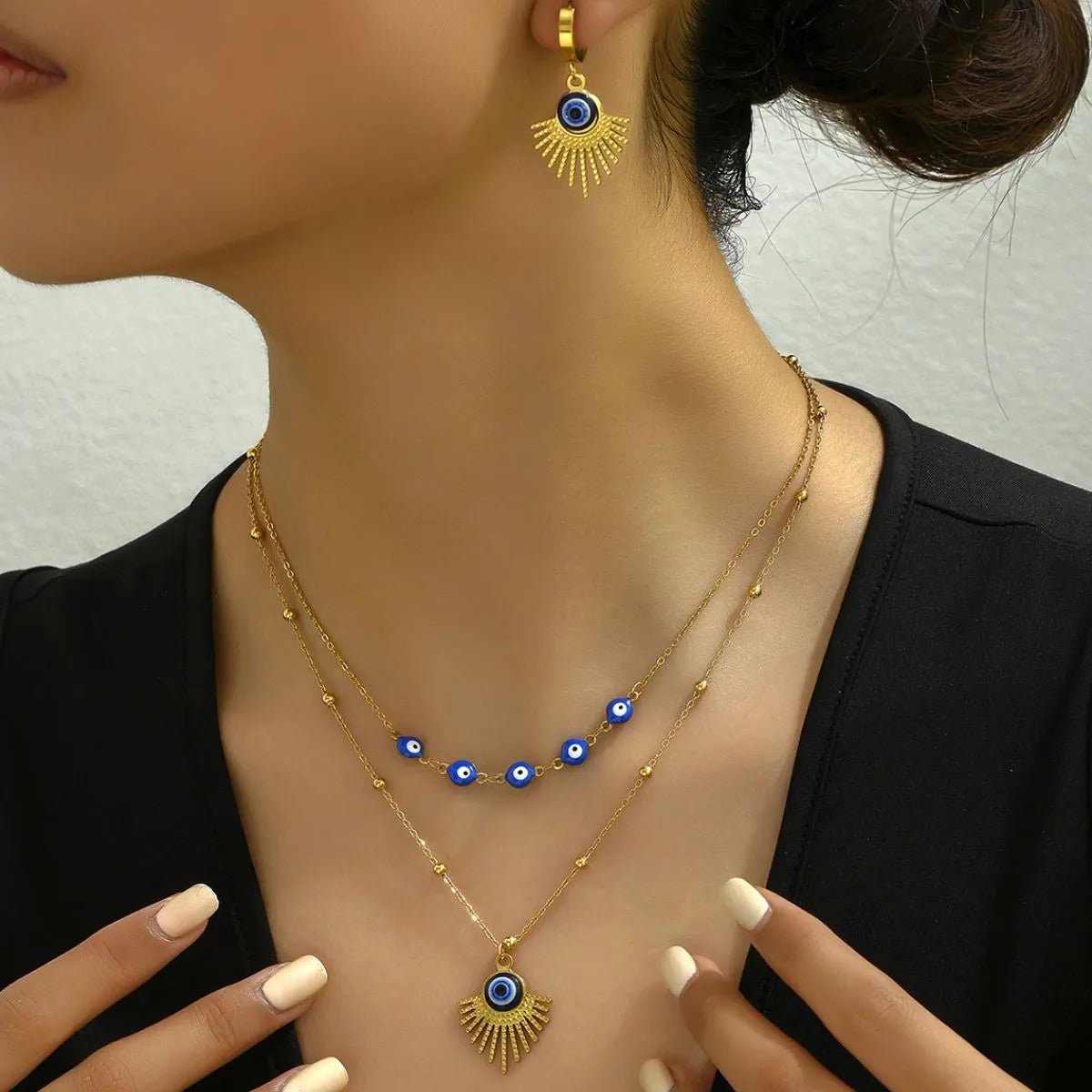 Stainless Steel Resin Necklace and Earrings Jewelry Set-Nordavory