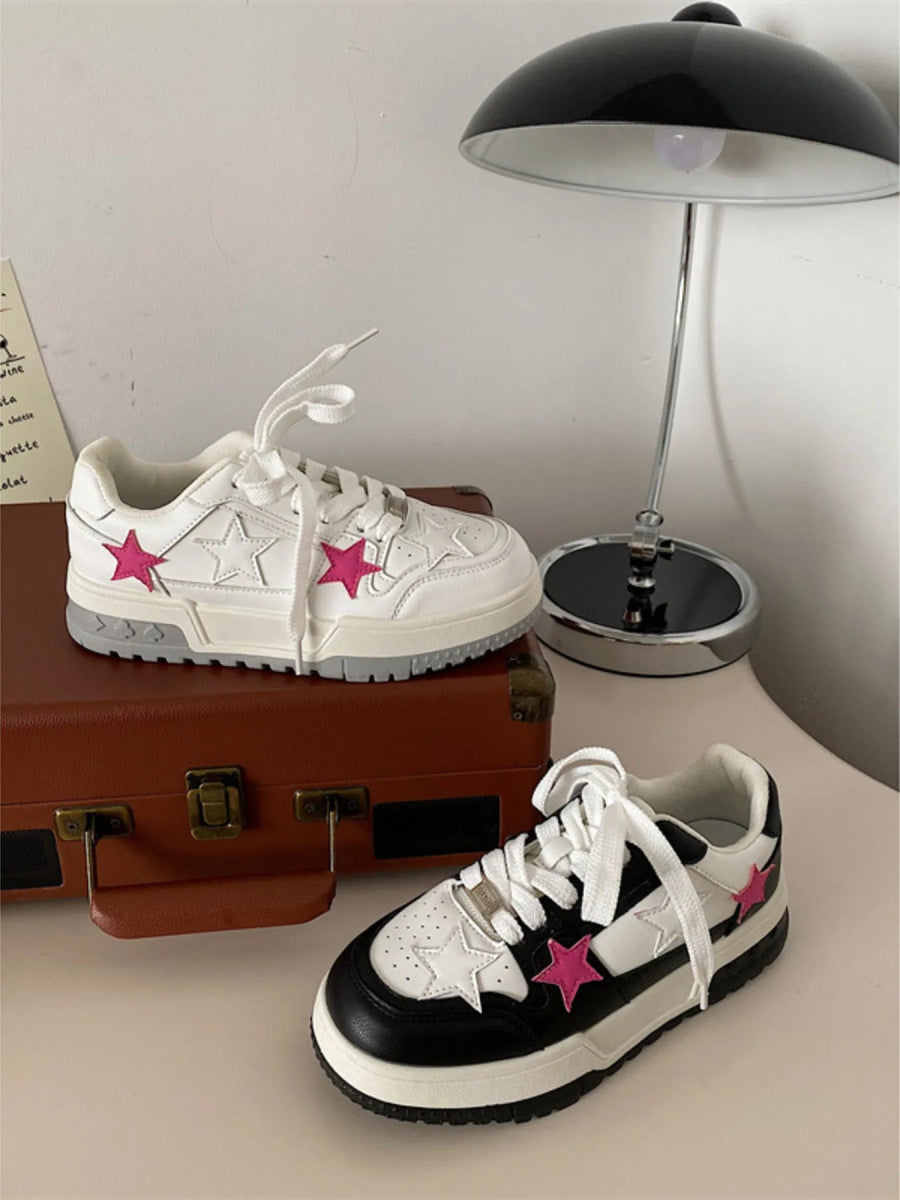 Star Pattern Lace Up Sneakers-Nordavory