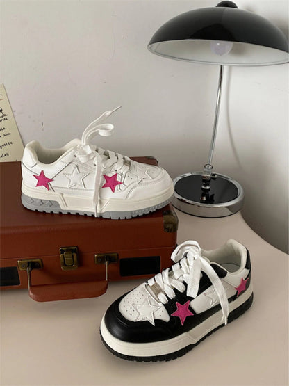 Star Pattern Lace Up Sneakers-Nordavory