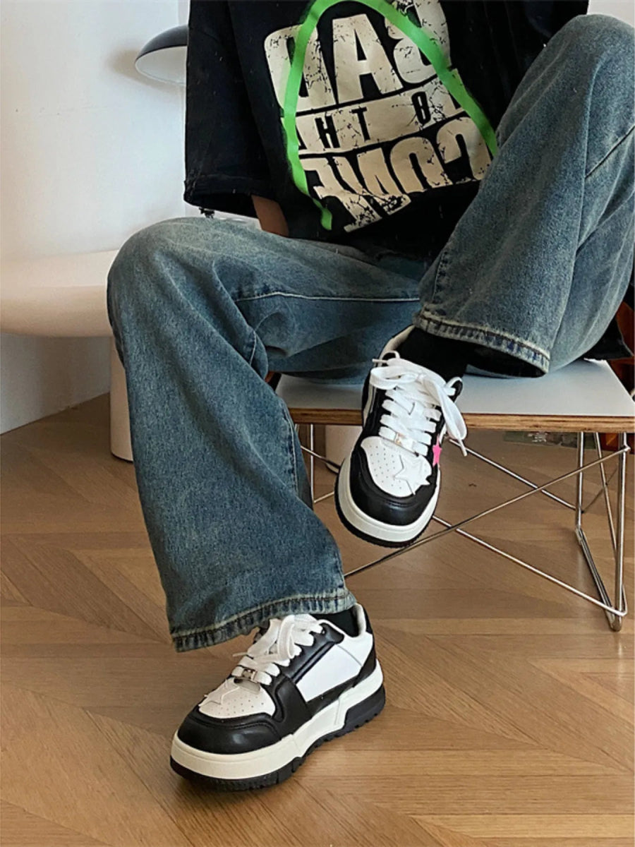 Star Pattern Lace Up Sneakers-Nordavory