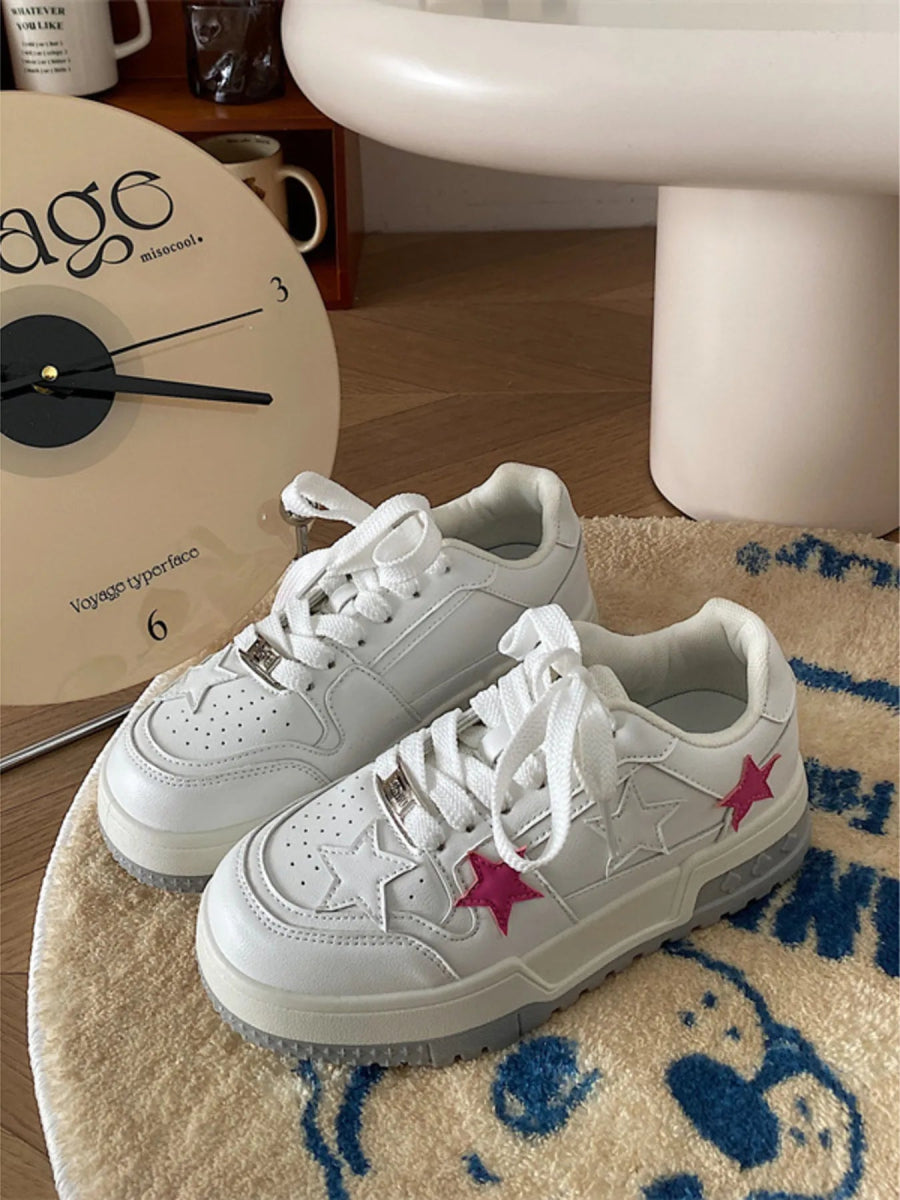 Star Pattern Lace Up Sneakers-Nordavory