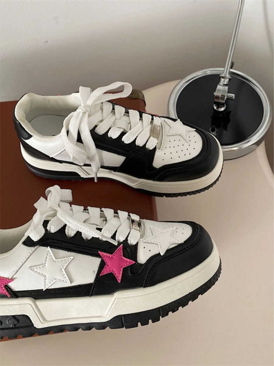 Star Pattern Lace Up Sneakers-Nordavory