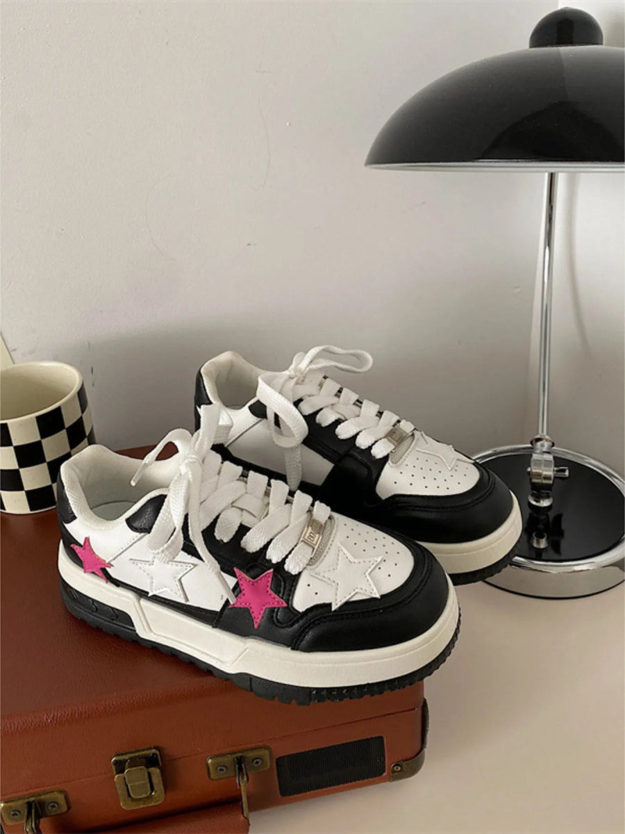 Star Pattern Lace Up Sneakers-Nordavory