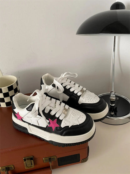 Star Pattern Lace Up Sneakers-Nordavory