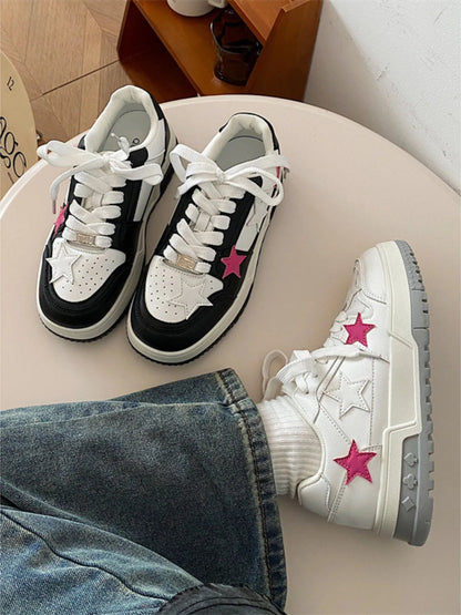 Star Pattern Lace Up Sneakers-Nordavory