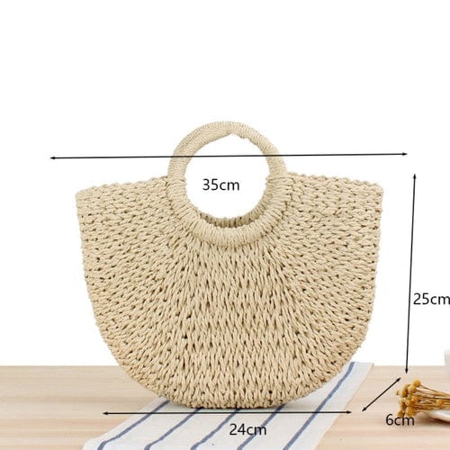 Summer Top Handle Semi Circle Straw Bag - Nordavory