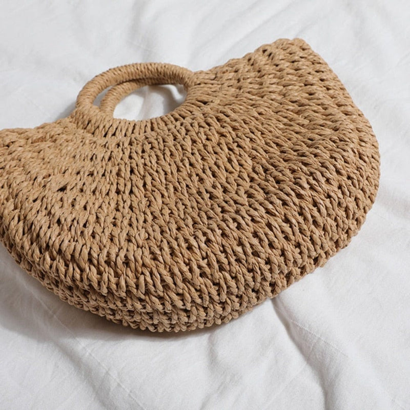 Summer Top Handle Semi Circle Straw Bag - Nordavory