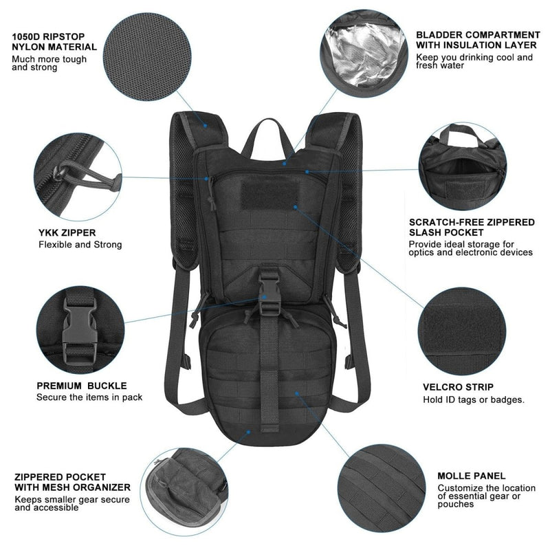 Tactical Hydration Backpack with 2.5L Bladder and Thermal Insulation Sports & Outdoors nordavory