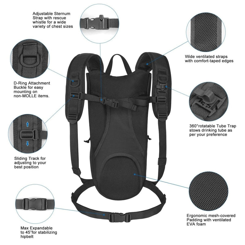Tactical Hydration Backpack with 2.5L Bladder and Thermal Insulation Sports & Outdoors nordavory