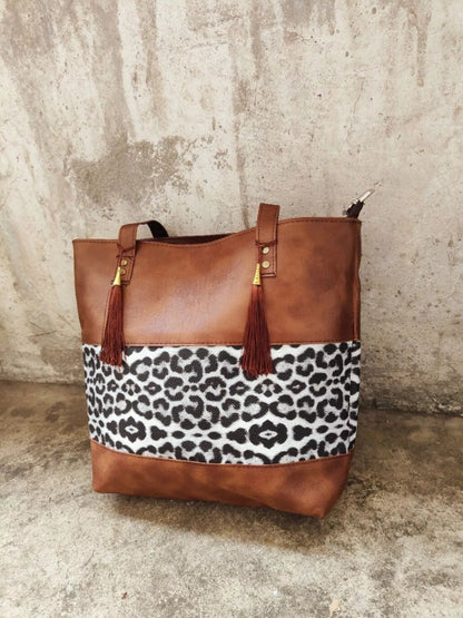 Tassel Leopard Tote Bag-Nordavory
