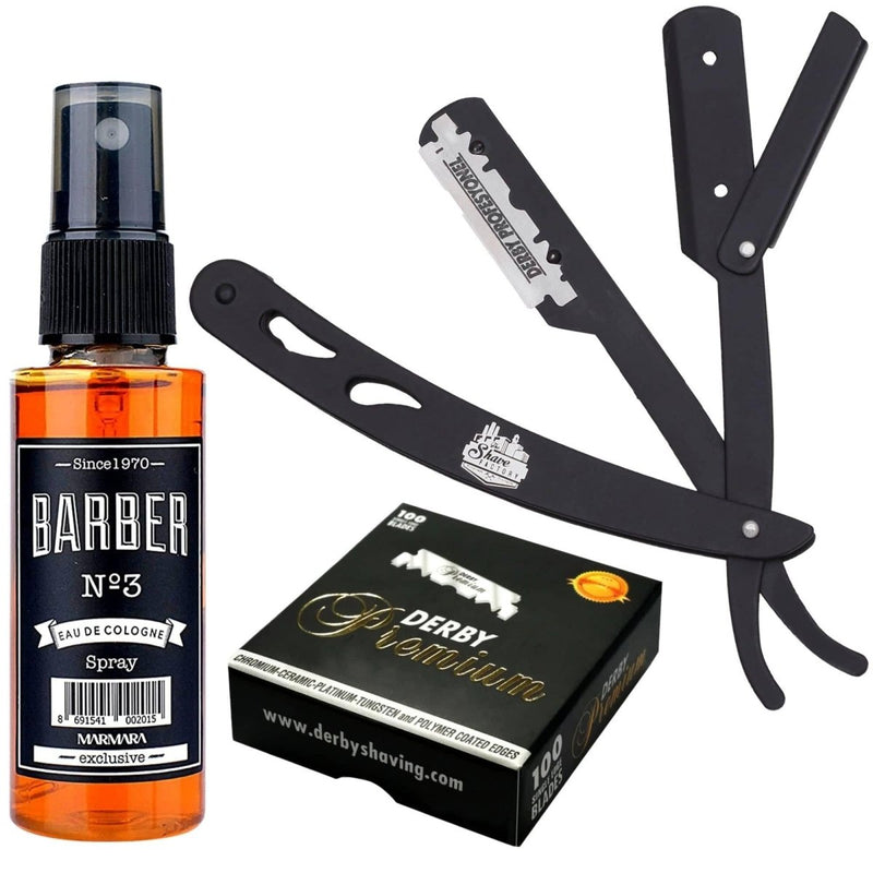 The Shave Factory Straight Edge Razor Kit (Black/Barber No3 Cologne - Nordavory