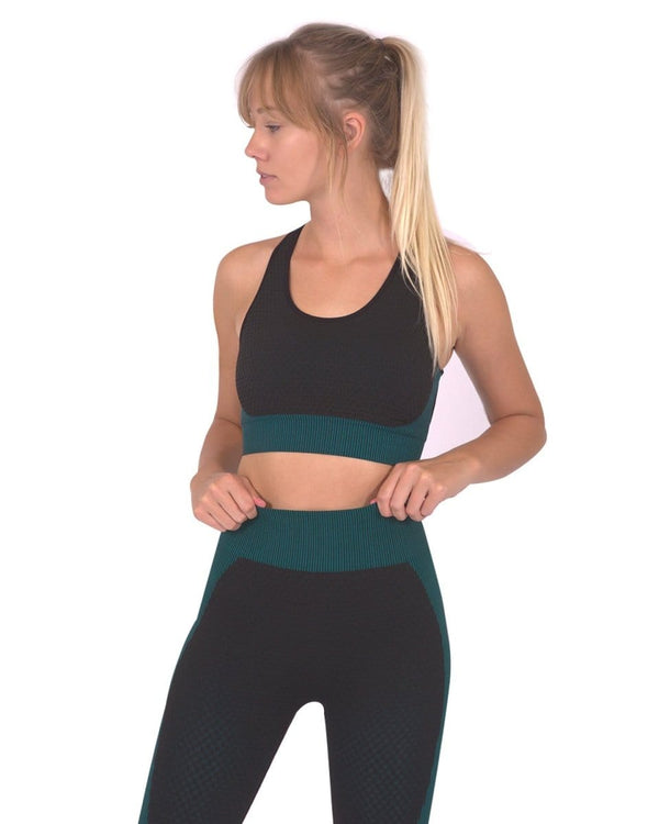 Trois Seamless Sports Bra - Black with Blue Activewear nordavory