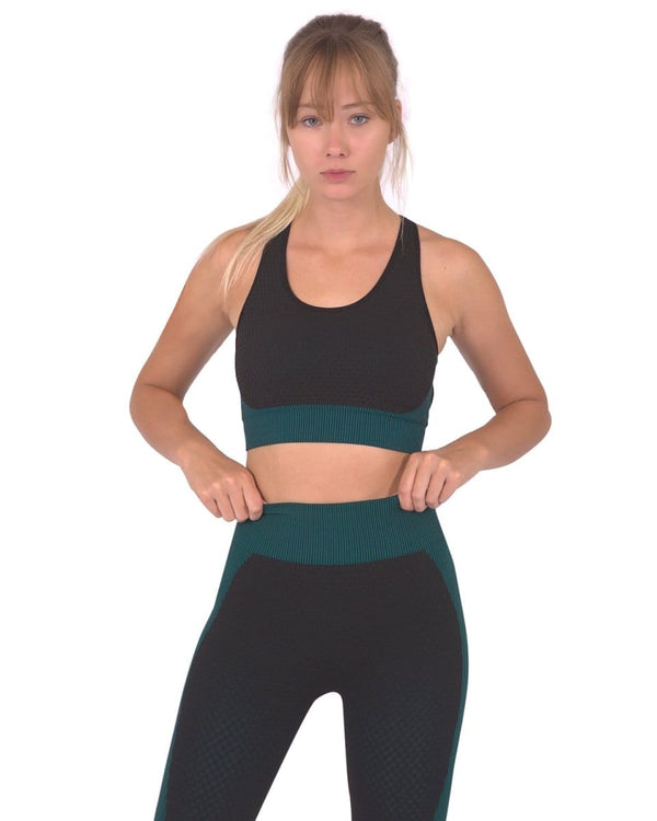 Trois Seamless Sports Bra - Black with Blue Activewear nordavory