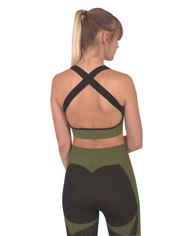 Trois Seamless Sports Bra - Black with Green Activewear nordavory