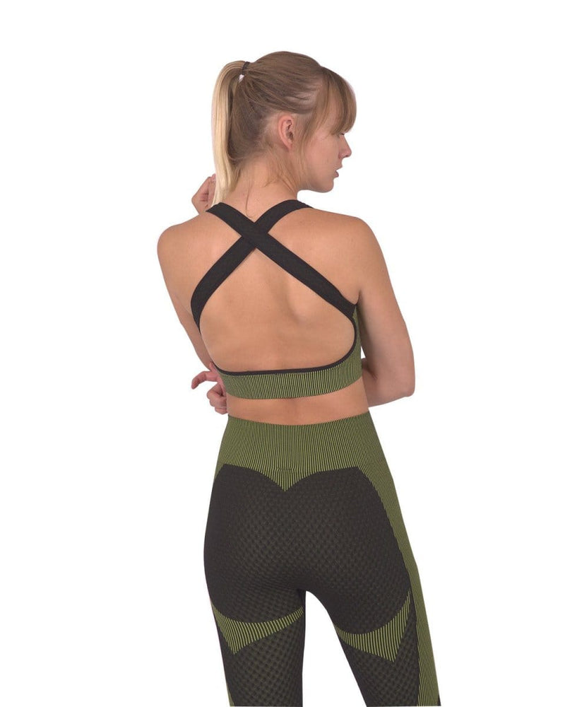 Trois Seamless Sports Bra - Black with Green Activewear nordavory