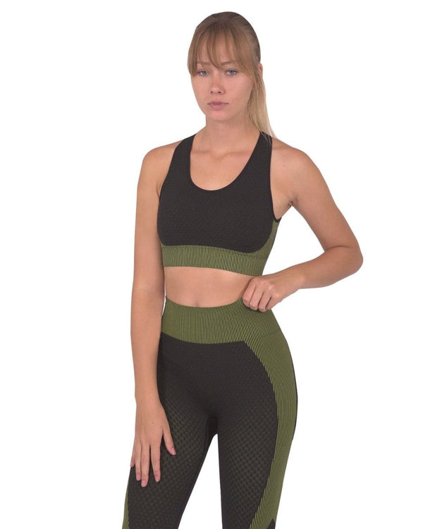 Trois Seamless Sports Bra - Black with Green Activewear nordavory