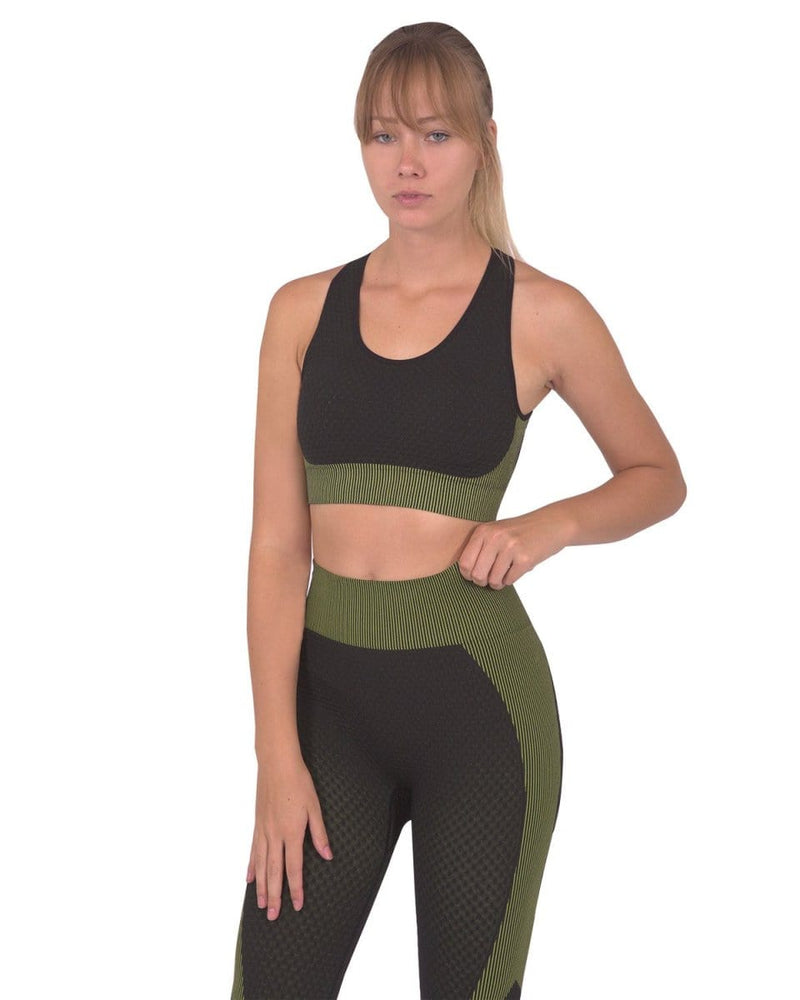 Trois Seamless Sports Bra - Black with Green Activewear nordavory