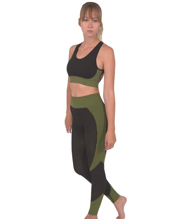 Trois Seamless Sports Bra - Black with Green Activewear nordavory