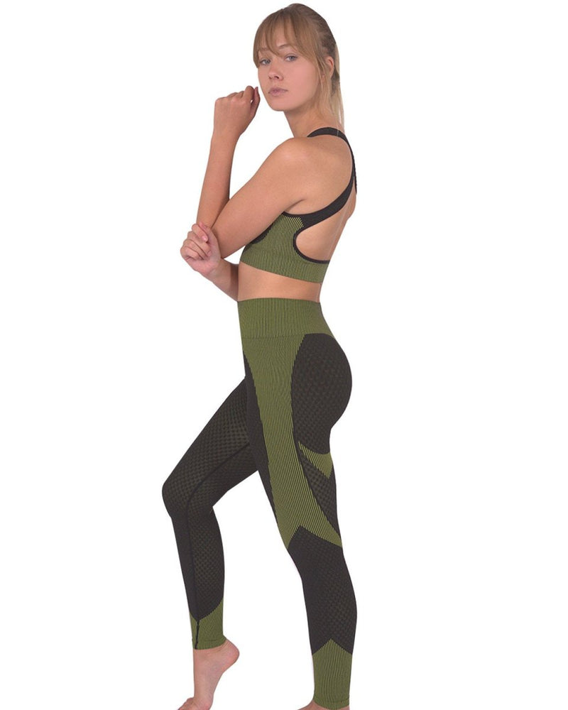 Trois Seamless Sports Bra - Black with Green - Nordavory