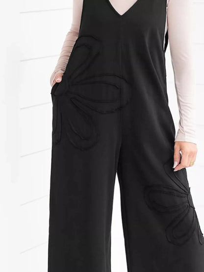 V-Neck Wide Leg Jumpsuit-Nordavory
