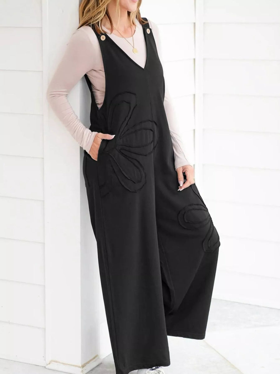 V-Neck Wide Leg Jumpsuit-Nordavory