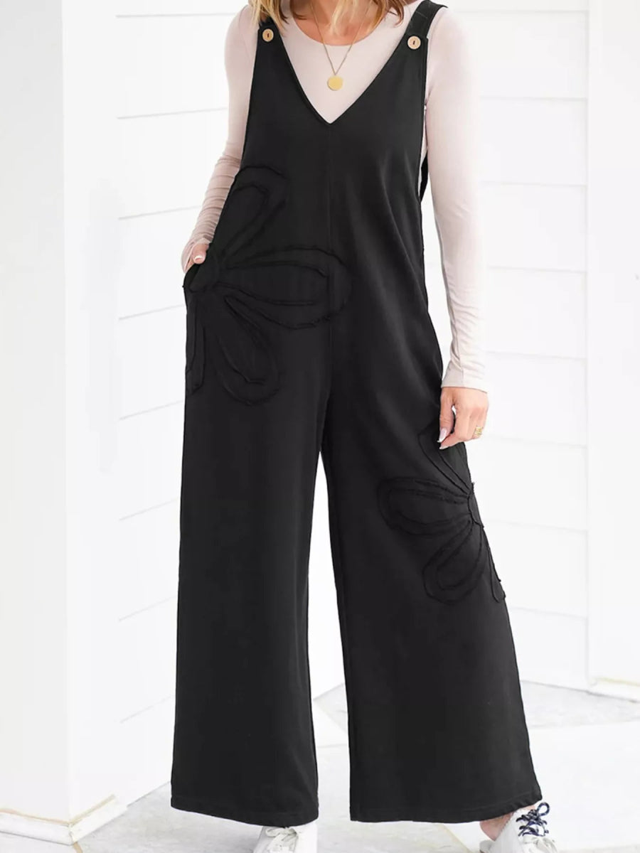 V-Neck Wide Leg Jumpsuit-Nordavory
