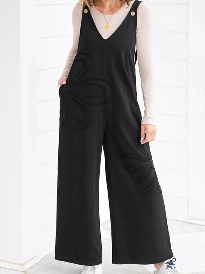 V-Neck Wide Leg Jumpsuit-Nordavory