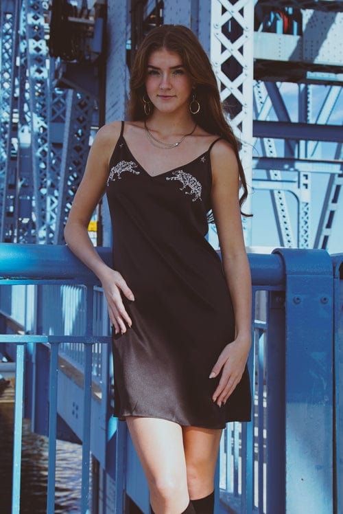 Vela Silk Slip Dress in Jaguar Stars - Nordavory