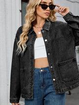 Washed Oversized Button Down Denim Jacket - Nordavory