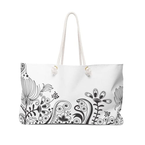 Weekender Tote Bag - White Floral Illustration - Nordavory