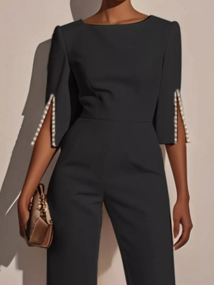 Wide-Leg Jumpsuit with Slit Sleeve-Nordavory