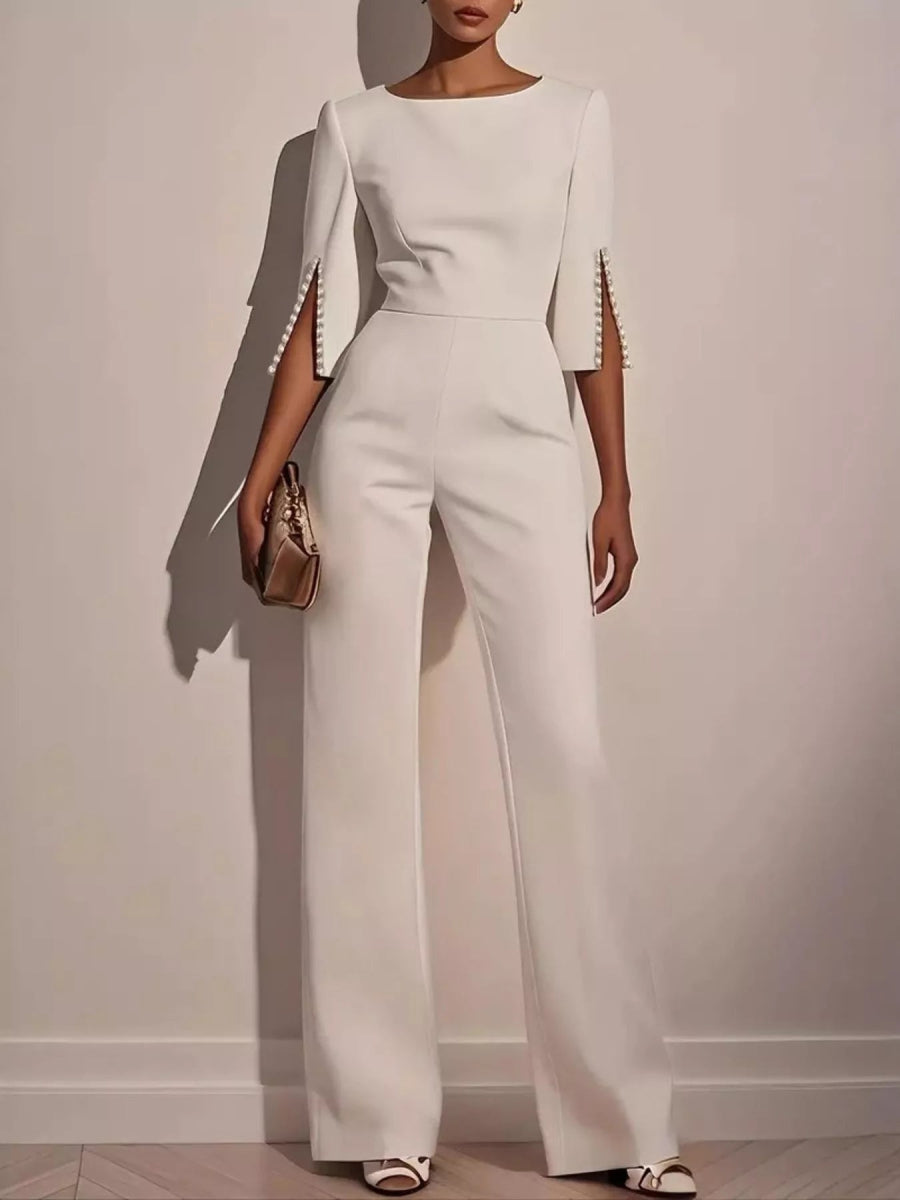 Wide-Leg Jumpsuit with Slit Sleeve-Nordavory
