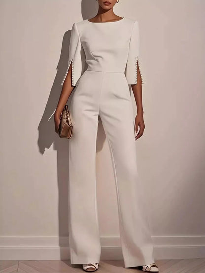 Wide-Leg Jumpsuit with Slit Sleeve-Nordavory