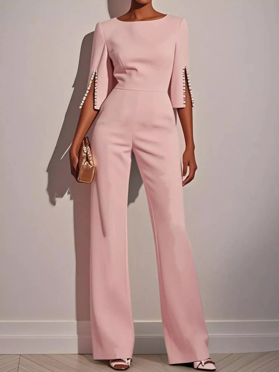 Wide-Leg Jumpsuit with Slit Sleeve-Nordavory