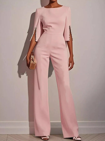 Wide-Leg Jumpsuit with Slit Sleeve-Nordavory