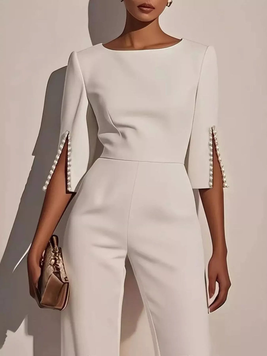 Wide-Leg Jumpsuit with Slit Sleeve-Nordavory