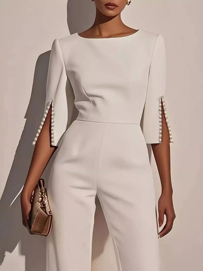 Wide-Leg Jumpsuit with Slit Sleeve-Nordavory
