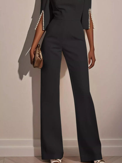 Wide-Leg Jumpsuit with Slit Sleeve-Nordavory