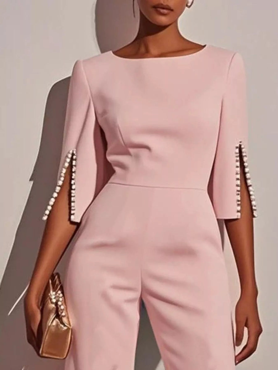 Wide-Leg Jumpsuit with Slit Sleeve-Nordavory