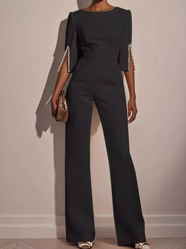 Wide-Leg Jumpsuit with Slit Sleeve-Nordavory