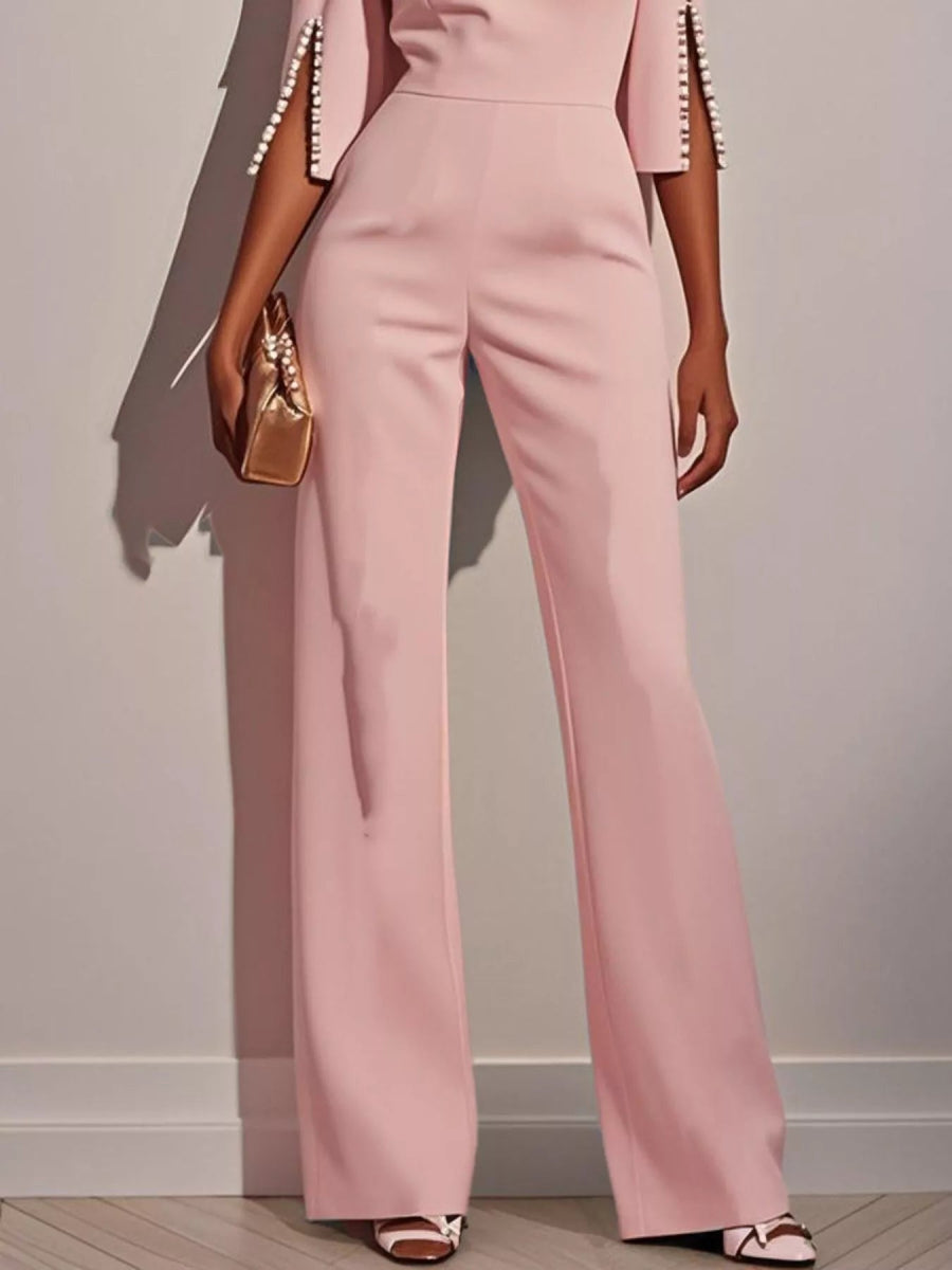 Wide-Leg Jumpsuit with Slit Sleeve-Nordavory